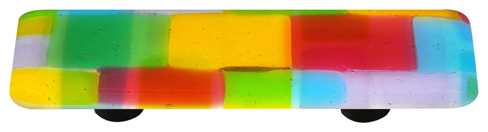 Art Glass Rectangle Mosaic Pull, Black Post, Mosaic Spring