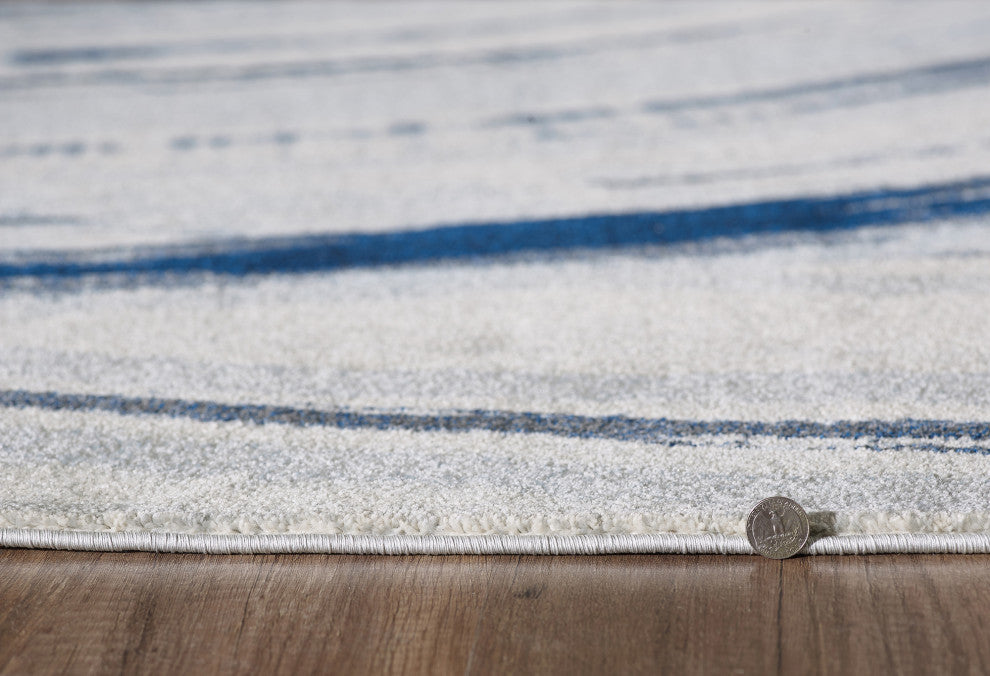 KAS Illusions 6219 Ivory/Blue Elements Area Rug, 5'3"x7'7"