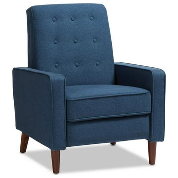 Mid-Century Modern Blue Lounge Chair, Retro Recliner with Tufted Back