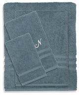 Denzi 4-Piece Towel Combination Set With Monogrammed Letter, N, Denzi Blue