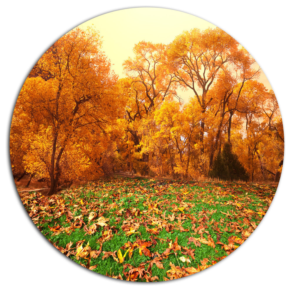 Beautiful Autumn With Green Grass, Landscape Round Wall Art, 23"