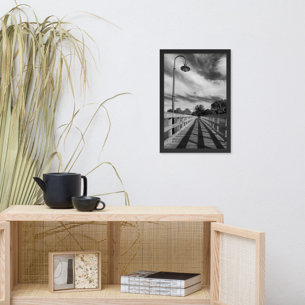 Follow the Lines Rural Landscape Framed Photo Paper Wall Art Prints, Black, 12" X 18"