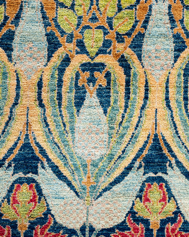 Arts and Crafts, One-of-a-Kind Handmade Area Rug Blue, 19'6"x11'6"