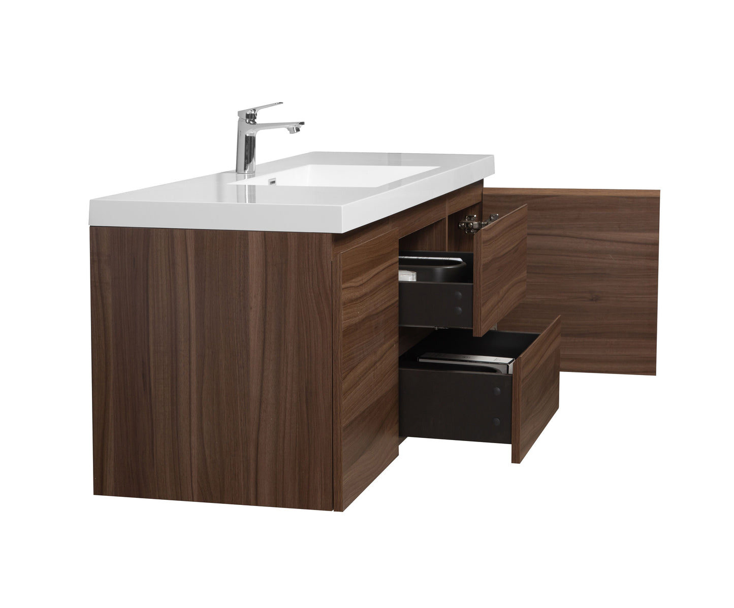 Alma-Pre 48"³ Wall Mounted Vanity With Integrated Sink, Ebony Brown