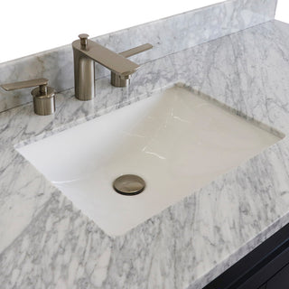 61" Single Sink Vanity, Dark Gray Finish And White Carrara Marble