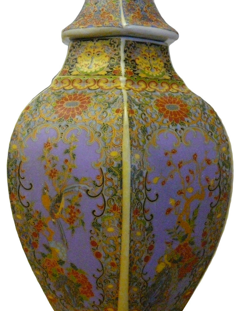 Chinese Porcelain Golden Flower and Birds Scenery Jar