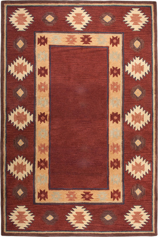 Southwest SU2014 Burgundy Southwest/Tribal Area Rug, Rectangular 9'x12'