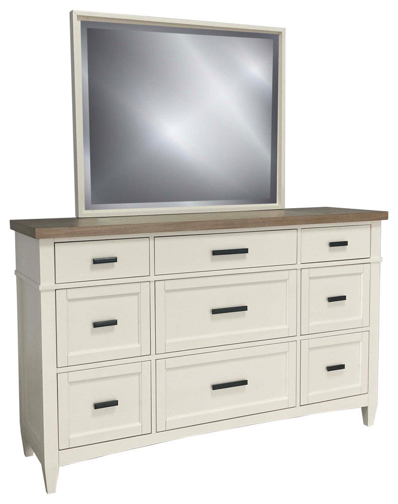 Queen Shelter Bed With Dresser and Mirror