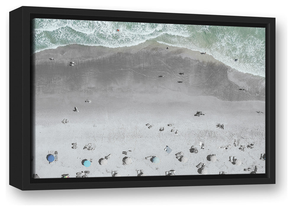 Aerial Beach Photo 12x18 Black Floating Framed Canvas