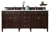 Brittany 72" Burnished Mahogany Double Vanity, Carrara Marble