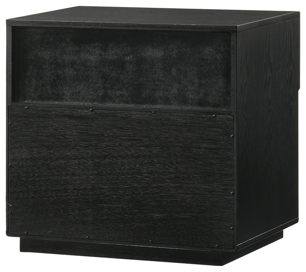Petra 1 Drawer Wood Nightstand, Black Finish