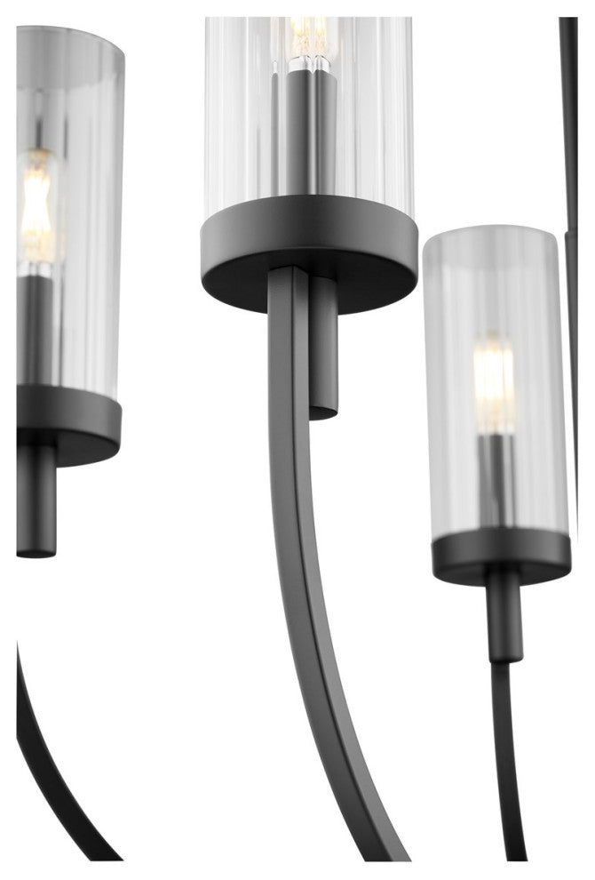 Quorum Ladin 5-Light Chandelier 601-5-69, Textured Black With Clear Glass