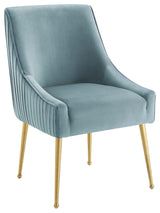 Light Blue Discern Pleated Back Upholstered Performance Velvet Dining Chair