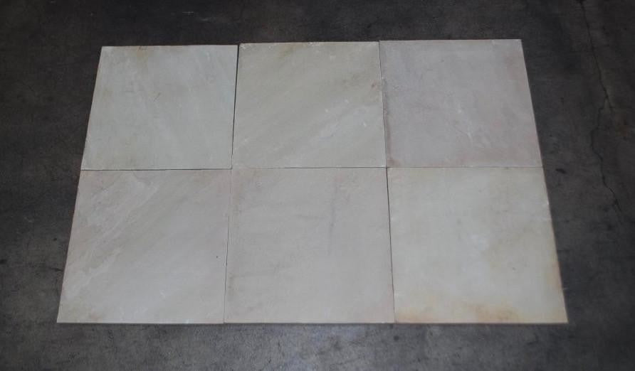 Jade White Sandstone Tiles, Natural Cleft Face, Gauged Back Finish, 4"x4" Sample