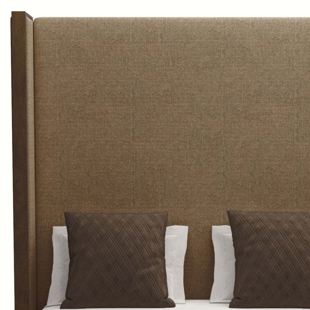 Nativa Interiors Irenne Plain Bed, Brown, California King, High Headboard