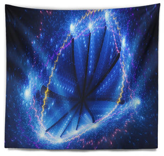 Blue Star Clusters Abstract Wall Tapestry, 60"x50"