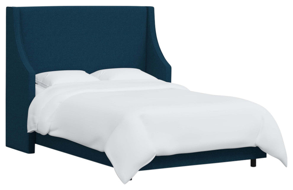 Fully Upholstered Wingback Bed, Zuma Navy, Full