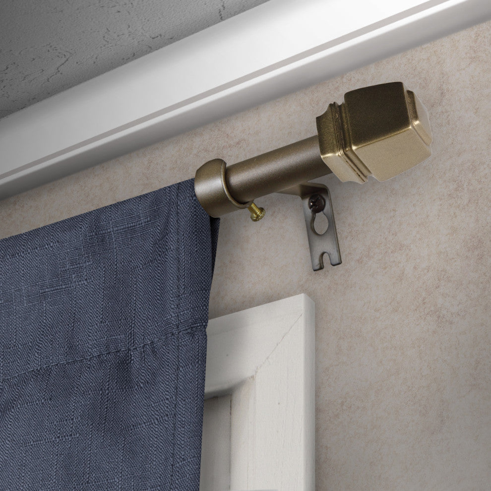 Nona 5/8" Curtain Rod, Antique Brass, 48-84"