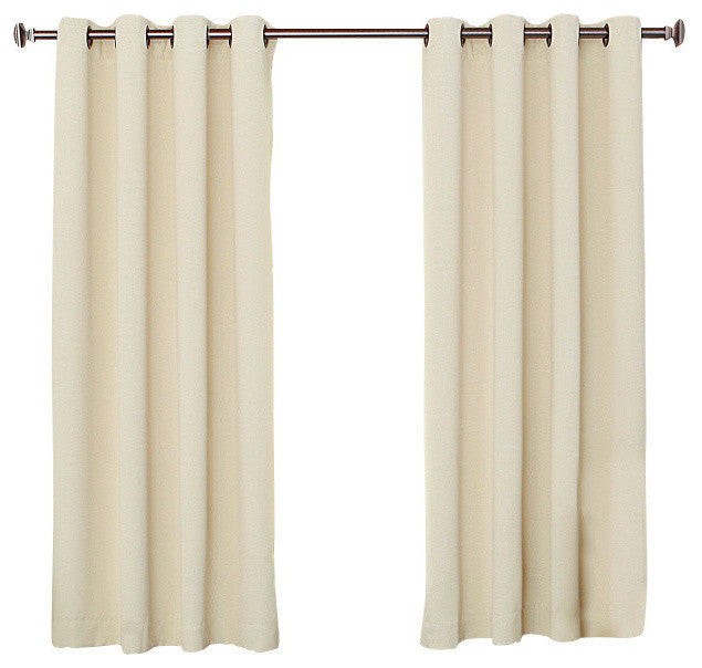 Solid Grommet Top Thermal Insulated Blackout Curtains, Beige, 63"