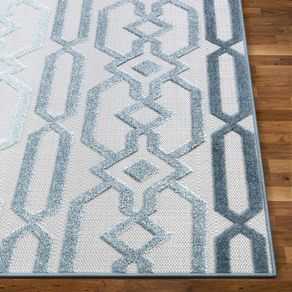Well Woven Valencia Emila Blue Contemporary Geometric 7'10"x10'6" Area Rug
