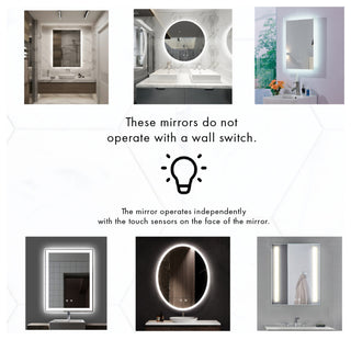 Luminous Dimmable LED Mirror with Defogger, 20"x30"x1.75"