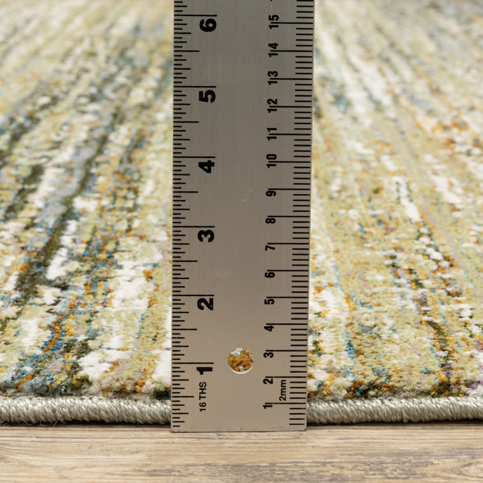 Aegina Soft Stripes Gold/Green Area Rug, 7'10"x10'10"