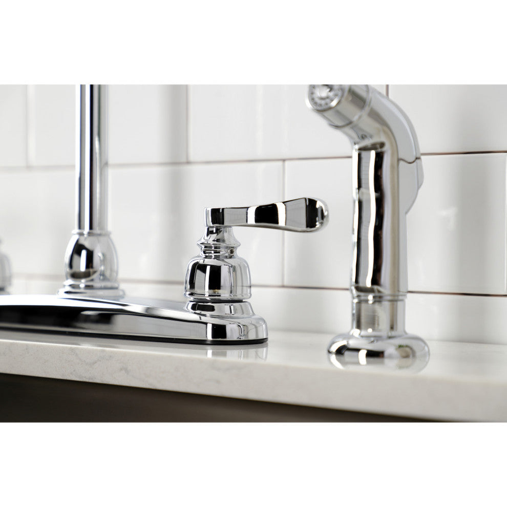 FB751NFLSP French 8" Centerset Kitchen Faucet With Sprayer, Polished Chrome
