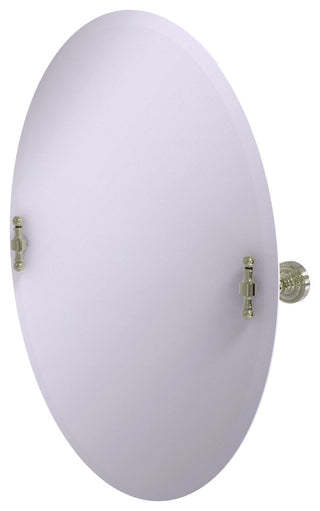 Frameless Oval Beveled Edge Tilt Mirror, Polished Nickel