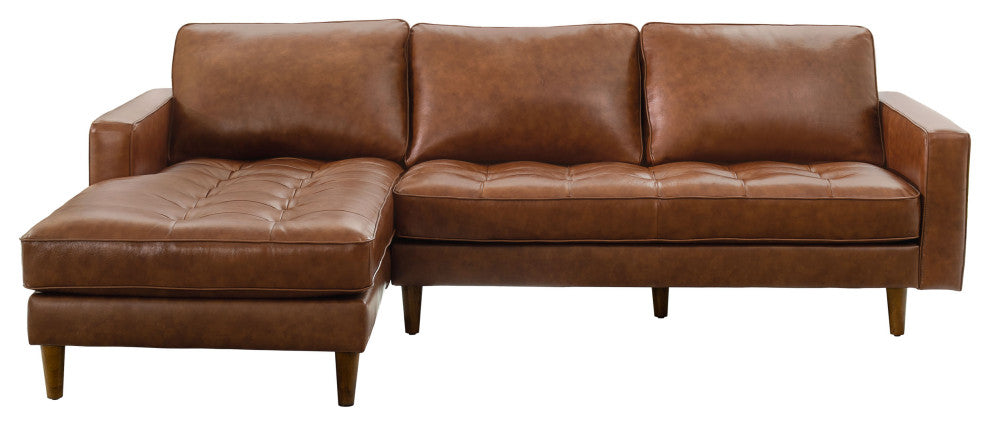Hammond Mid-Century Camel Leather Sectional
