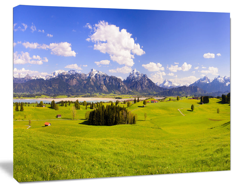 Green Bavaria Field Panorama, Landscape Canvas Art Print, 40"x30"