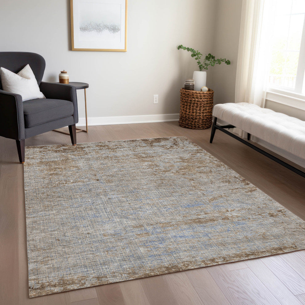Machine Washable Indoor/Outdoor Chantille ACN1901 Taupe 10' x 14' Rug