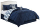 Loren 7-Piece Reversible Comforter Set, Navy, Queen