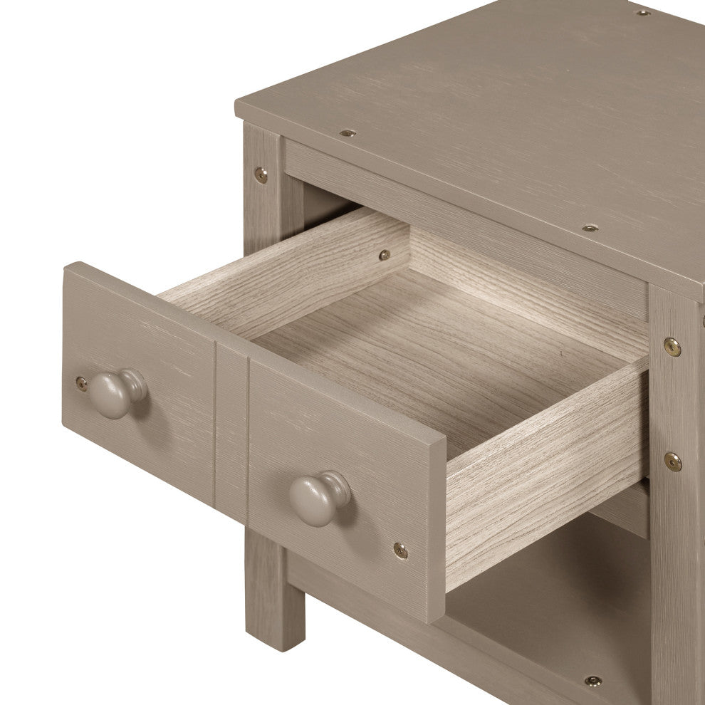 1-Drawer Wood Nightstand with Open Shelf (Set of 2) , Light Brown, 19'' X 16''