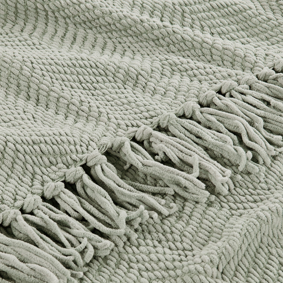 Tweed Knitted Throw Blanket, Silver, 60"x80"