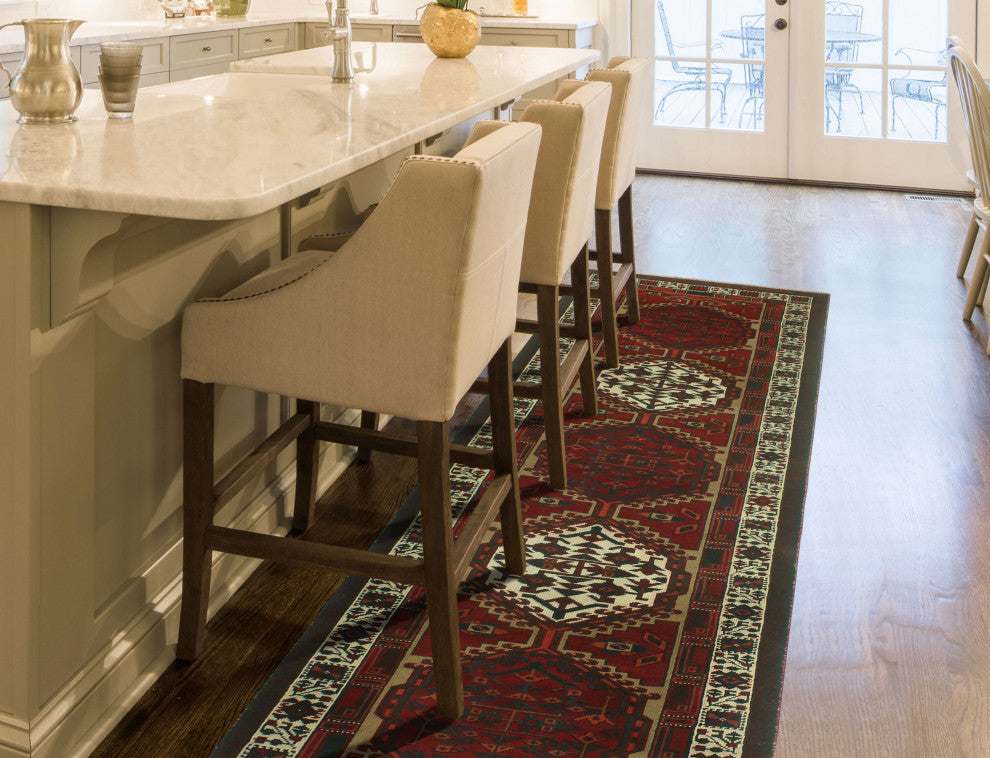 Fine Vintage Distressed Cadi Red/Ivory Runner, 3'2x10'10