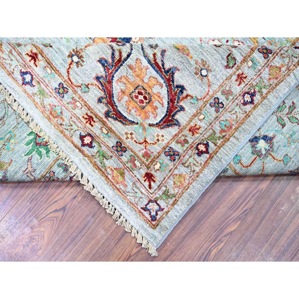 Gray Sultani Motifs Tabriz All Over Design Hand Knotted Oriental Rug 8'9"x11'10"