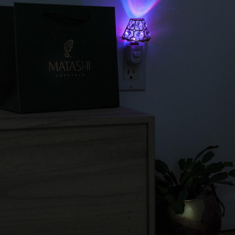 24K Gold Plated Crystal Studded Lamp Shade Night Light With Multicolor LED Bulb