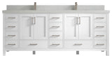 Malibu 84 Double Sink Bath Vanity in White  2" Carrara Quartz