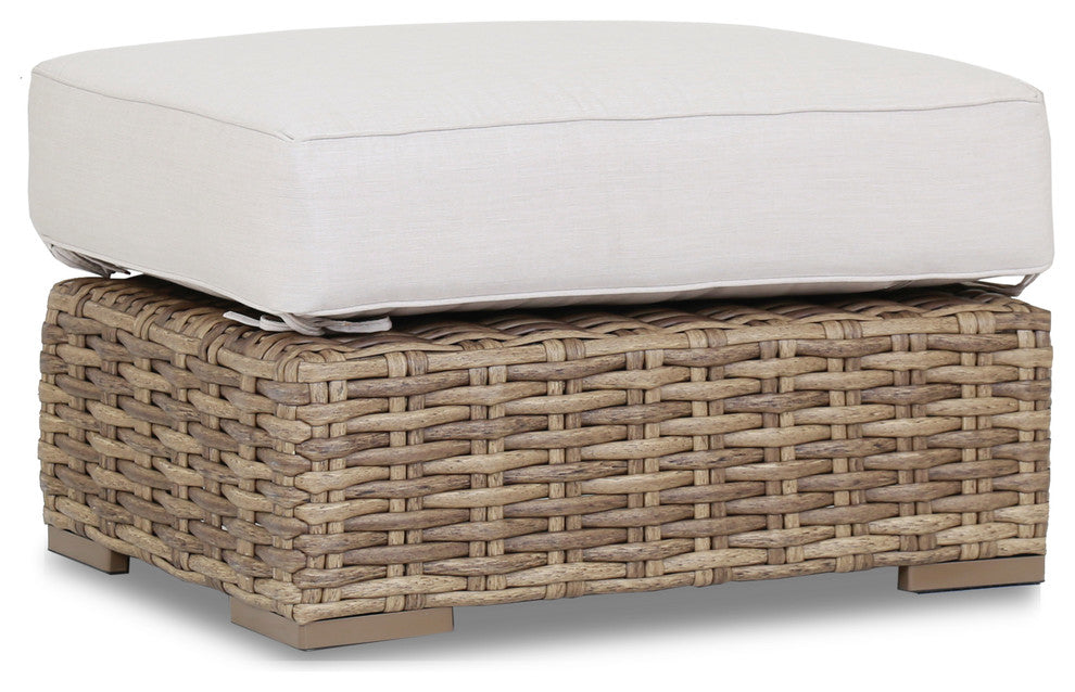 Havana Ottoman With Cushion, Canvas Flax