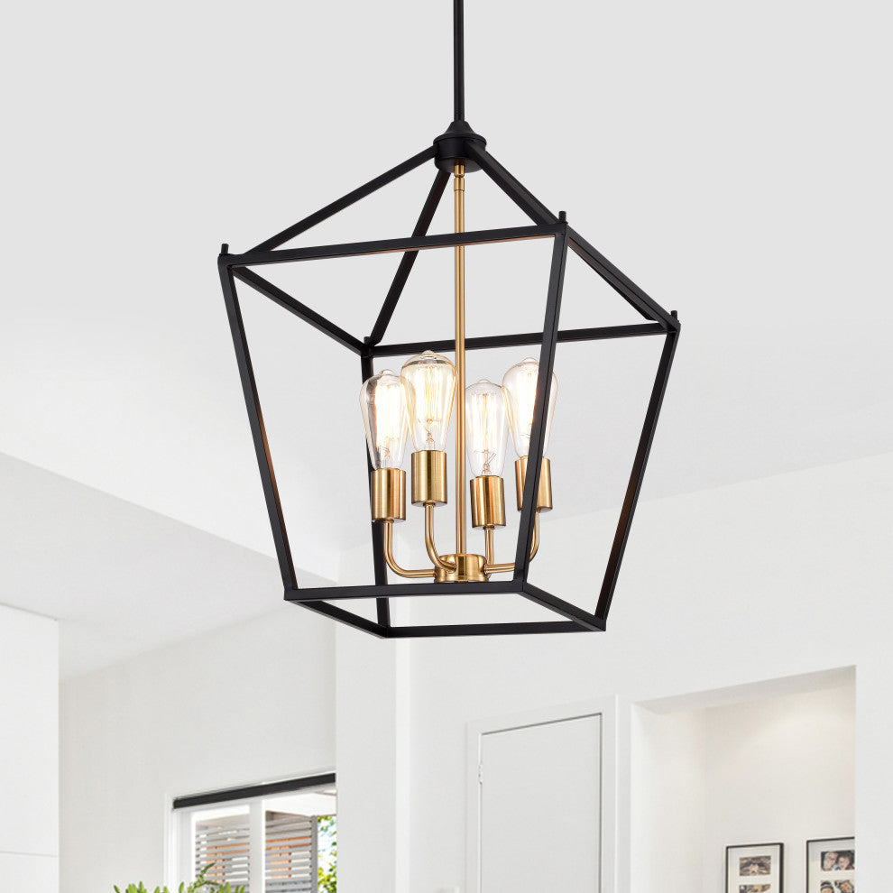CHLOE Lighting IRONCLAD Industrial 4-Light Textured Black Inverted Pendant
