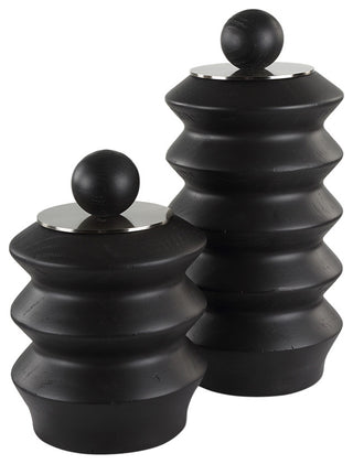 Uttermost Accordion Black Wood Containers, Set of 2