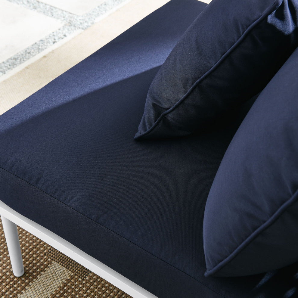 Lounge Middle Chair, Navy White, Aluminum, Modern, Outdoor Patio Hospitality