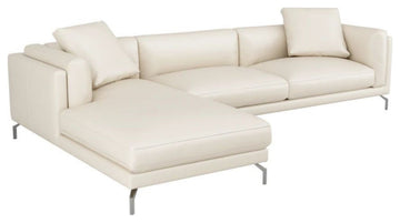 Valencia Zadar Leather 3 Seats & Left Chaise ,Beige