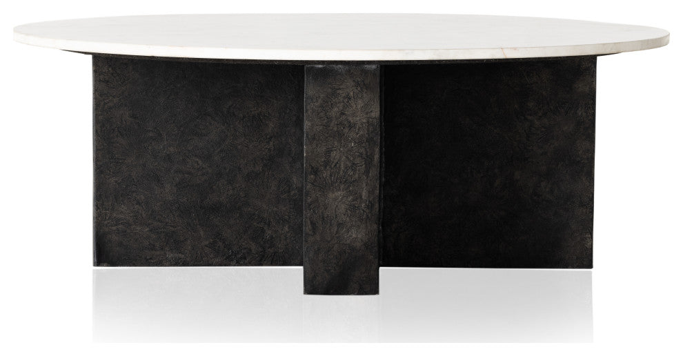 Terrell Round Coffee Table-Plsh White