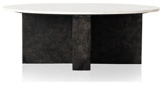 Terrell Round Coffee Table-Plsh White