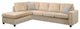 78"x33"x36" Beige Velvet Reversible Sectional Sofa With Pillows