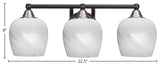 Paramount 3-Light Bath Bar, Matte Black & Brushed Nickel, 6" White Marble Glass