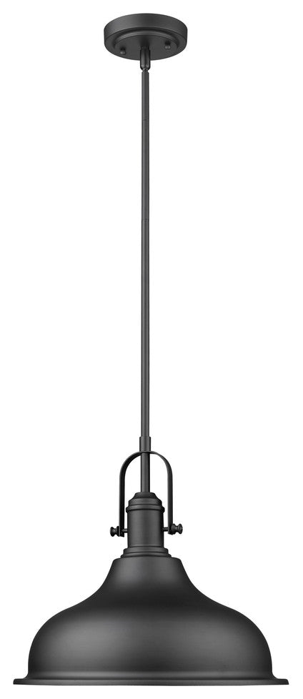 Matte Black Hanging Light with Dome Shade