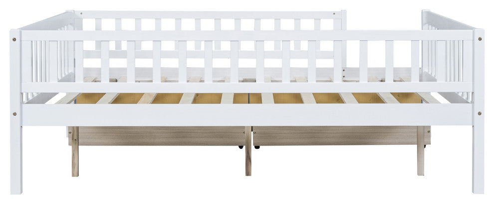 Gewnee Wood Full Size Daybed  with Two Drawers in White