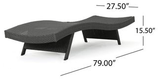 GDF Studio 2-Piece Olivia Outdoor Gray Wicker Chaise Lounge and Table Set